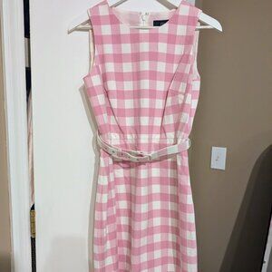 J. Crew Pink Gingham Sleeveless Belted Sheath Dress Size 2 NWOT